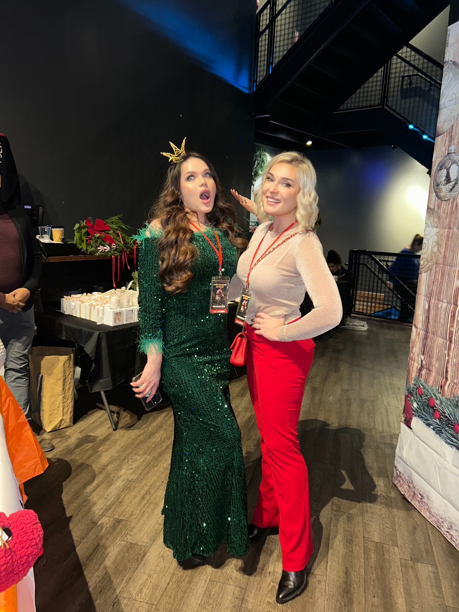 Olesya Smith with a guest in festive attire