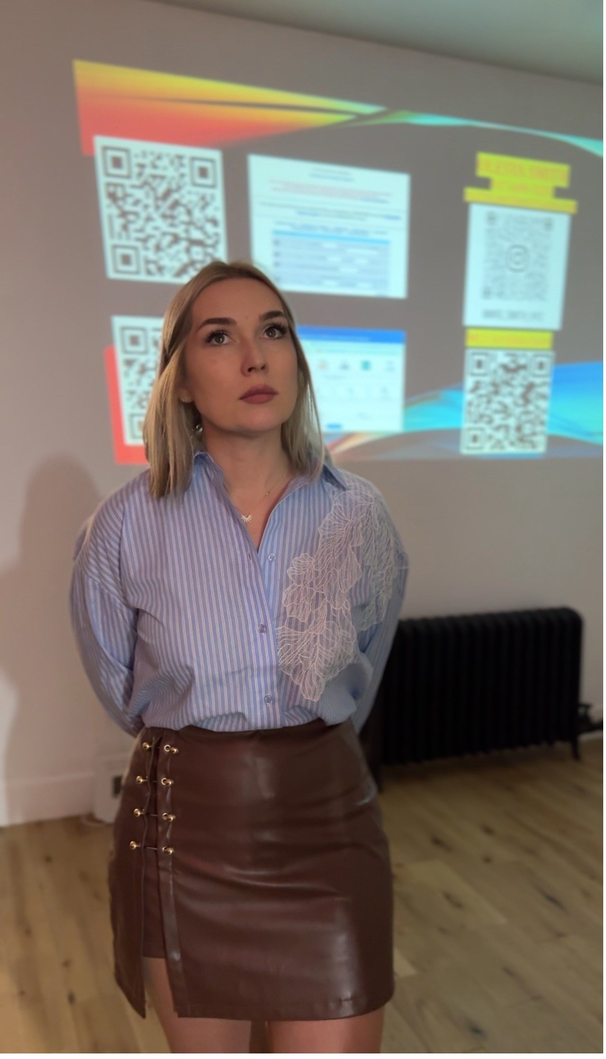 Olesya Smith presenting the lecture materials on NYC construction regulations